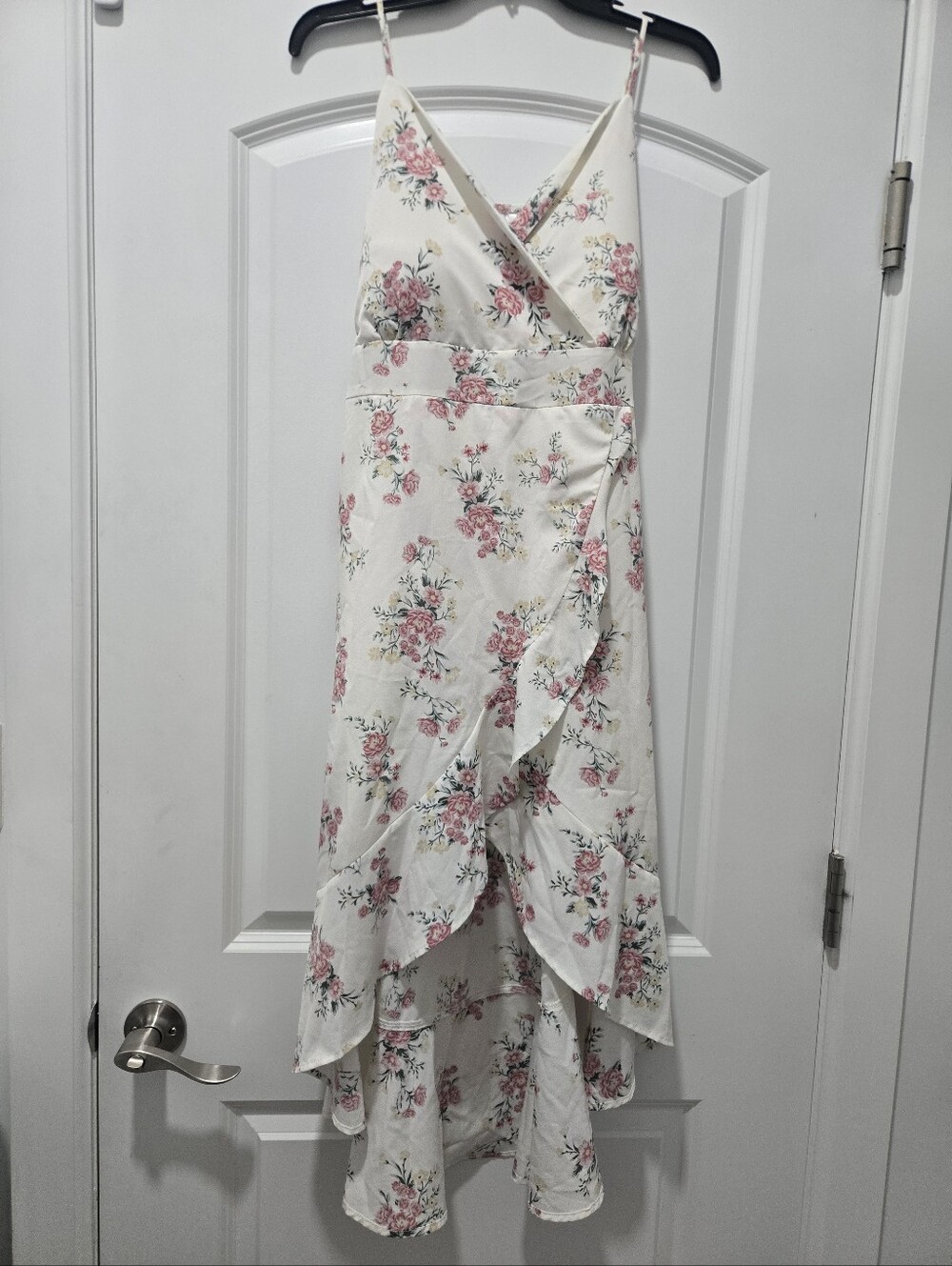 No Boundaries Floral Faux Wrap High Low Ruffle Dress Juniors XL 15-17 Cottagecor